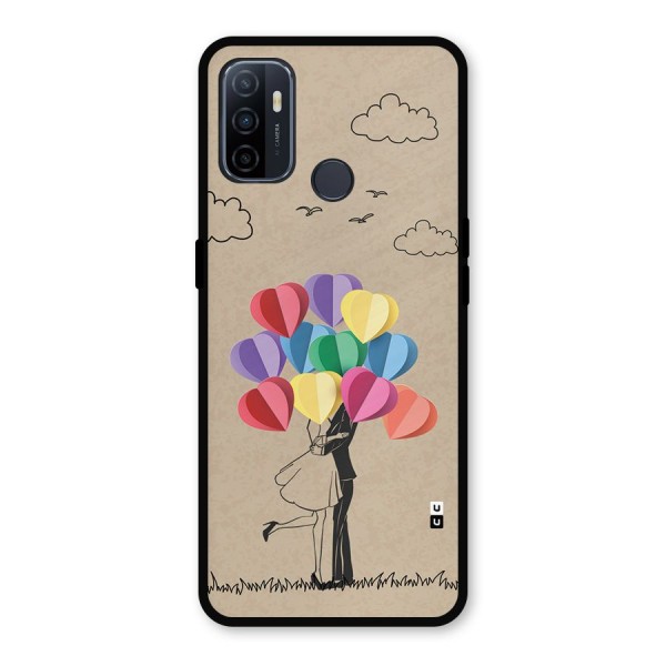 Couple With Card Baloons Metal Back Case for Oppo A53