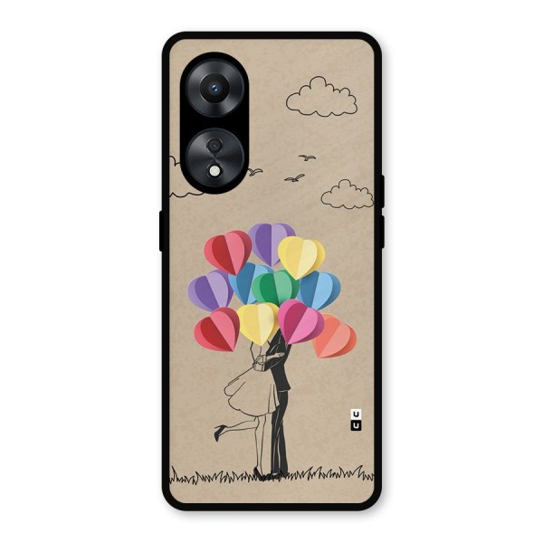 Couple With Card Baloons Metal Back Case for Oppo A78