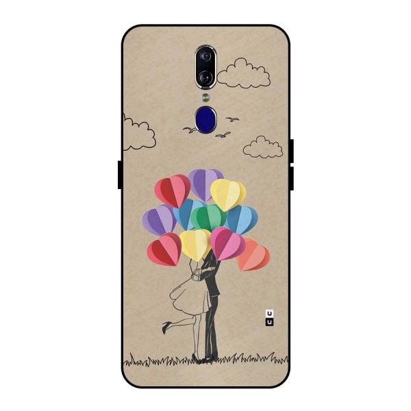 Couple With Card Baloons Metal Back Case for Oppo F11