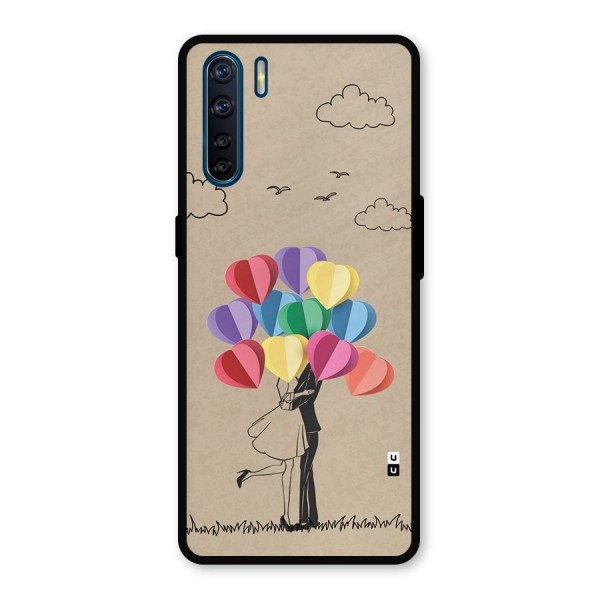 Couple With Card Baloons Metal Back Case for Oppo F15