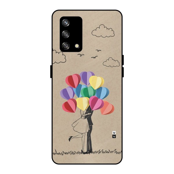 Couple With Card Baloons Metal Back Case for Oppo F19