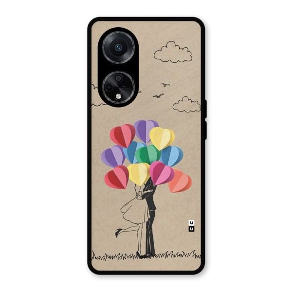 Couple With Card Baloons Metal Back Case for Oppo F23