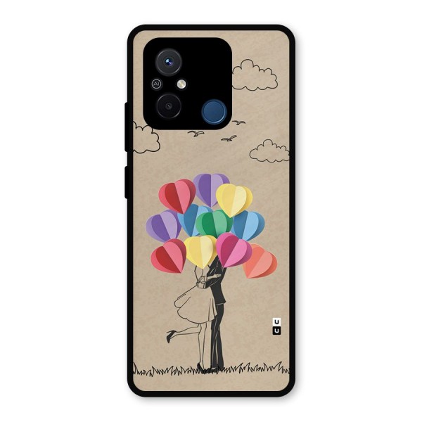 Couple With Card Baloons Metal Back Case for Poco C55