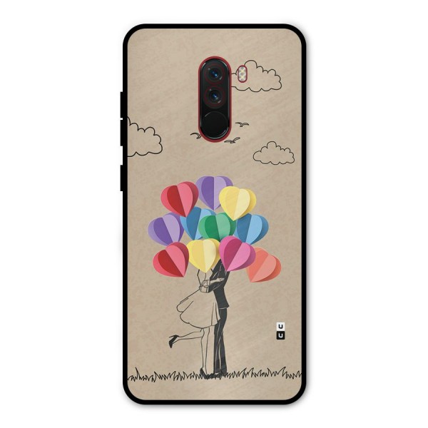 Couple With Card Baloons Metal Back Case for Poco F1