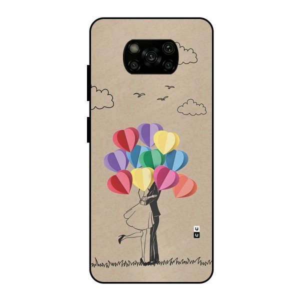 Couple With Card Baloons Metal Back Case for Poco X3