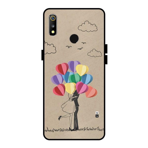 Couple With Card Baloons Metal Back Case for Realme 3