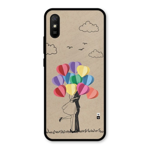 Couple With Card Baloons Metal Back Case for Redmi 9i