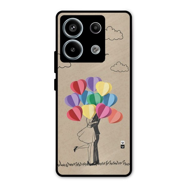 Couple With Card Baloons Metal Back Case for Redmi Note 13 Pro 5G