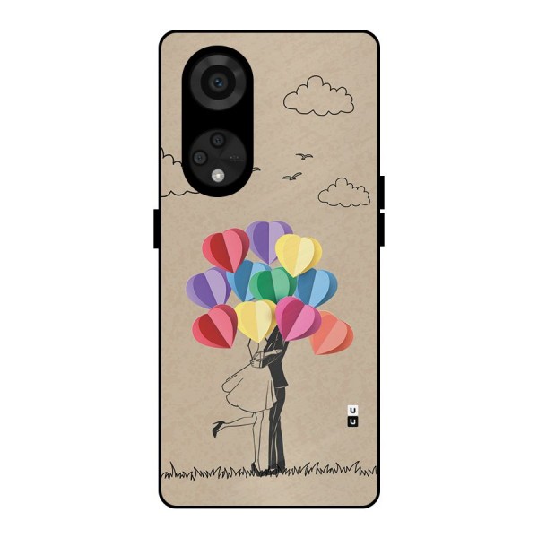 Couple With Card Baloons Metal Back Case for Reno8 T 5G