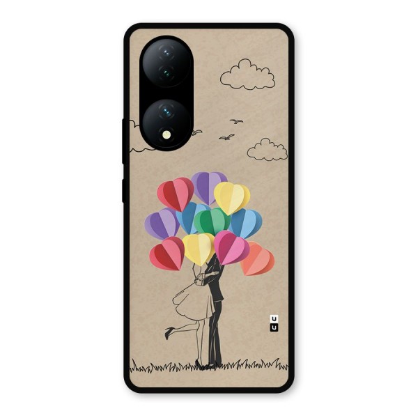 Couple With Card Baloons Metal Back Case for Vivo T2