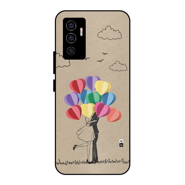 Couple With Card Baloons Metal Back Case for Vivo V23e