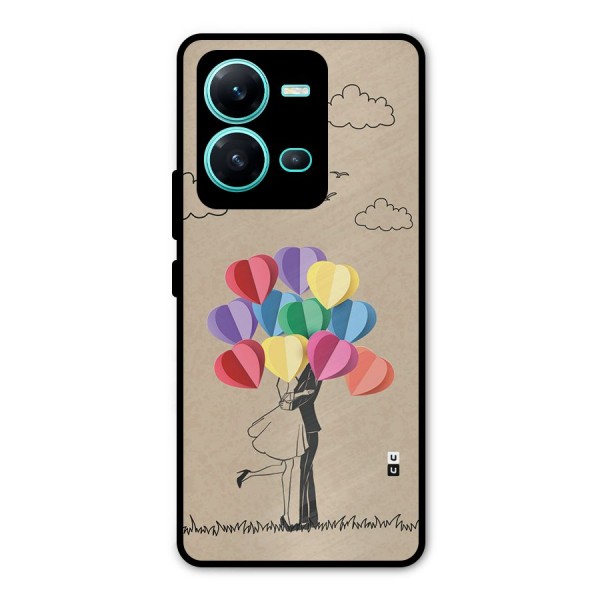 Couple With Card Baloons Metal Back Case for Vivo V25