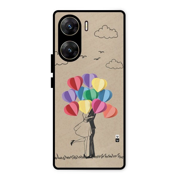 Couple With Card Baloons Metal Back Case for Vivo V29e