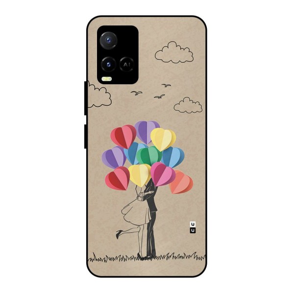 Couple With Card Baloons Metal Back Case for Vivo Y21