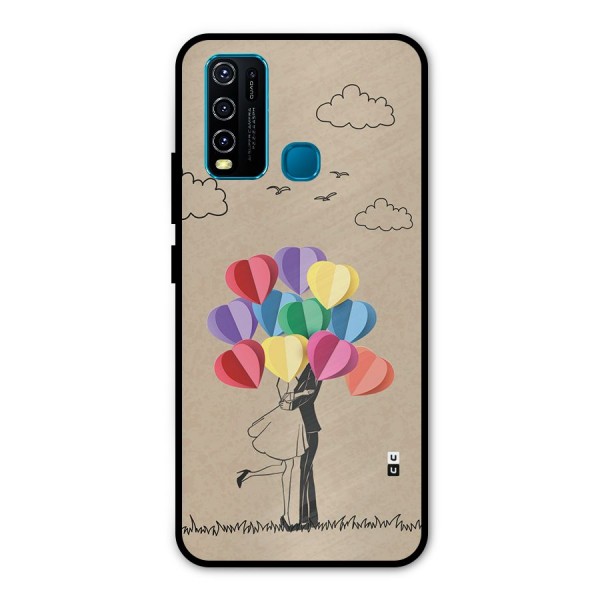 Couple With Card Baloons Metal Back Case for Vivo Y30