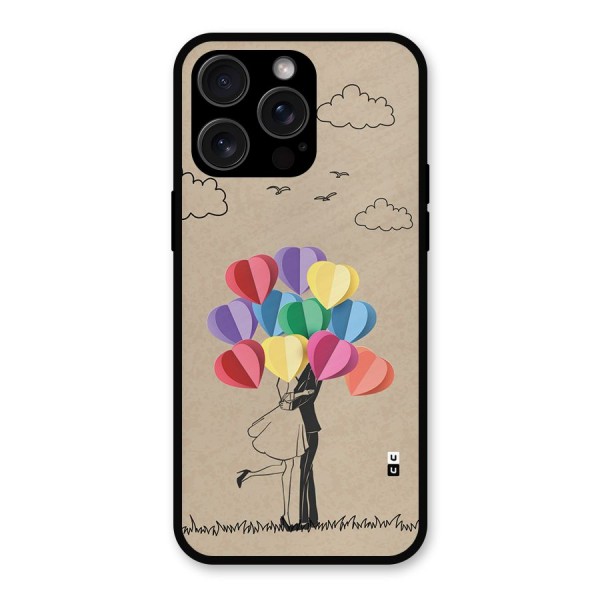 Couple With Card Baloons Metal Back Case for iPhone 15 Pro Max