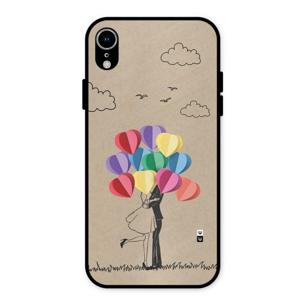 Couple With Card Baloons Metal Back Case for iPhone XR