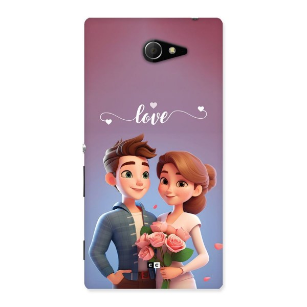 Couple With Flower Back Case for Xperia M2