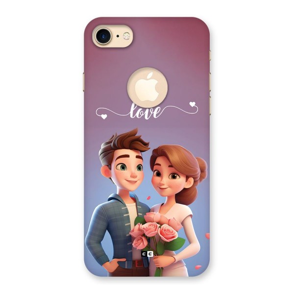 Couple With Flower Back Case for iPhone 8 Logo Cut