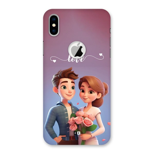 Couple With Flower Back Case for iPhone XS Logo Cut