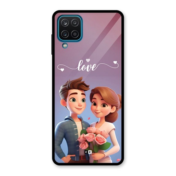 Couple With Flower Glass Back Case for Galaxy A12