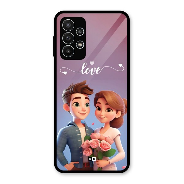 Couple With Flower Glass Back Case for Galaxy A23