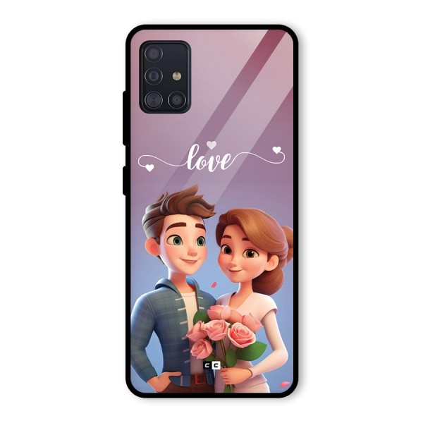 Couple With Flower Glass Back Case for Galaxy A51