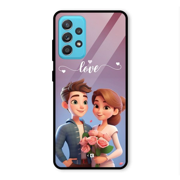 Couple With Flower Glass Back Case for Galaxy A52