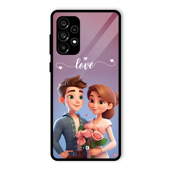 Couple With Flower Glass Back Case for Galaxy A73 5G