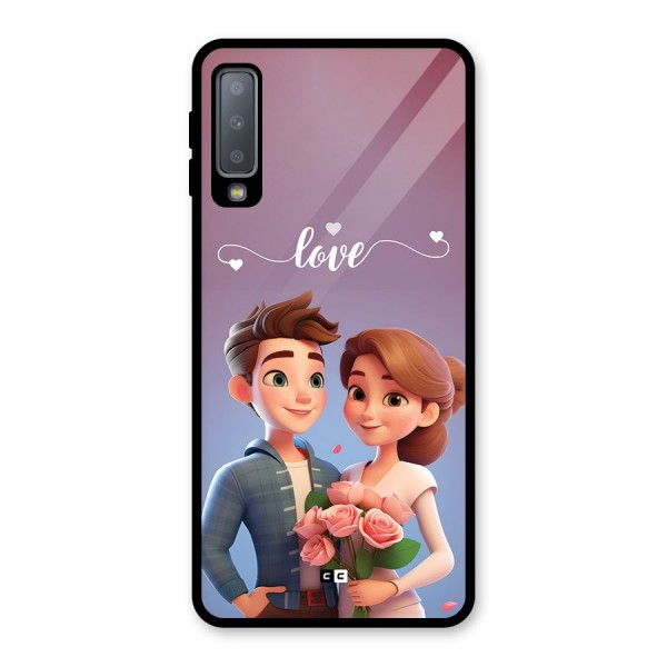 Couple With Flower Glass Back Case for Galaxy A7 (2018)