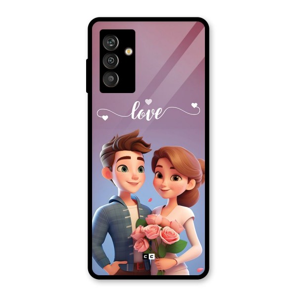 Couple With Flower Glass Back Case for Galaxy M13