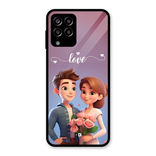 Couple With Flower Glass Back Case for Galaxy M33