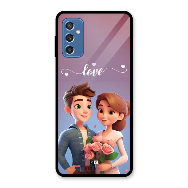 Couple With Flower Glass Back Case for Galaxy M52 5G