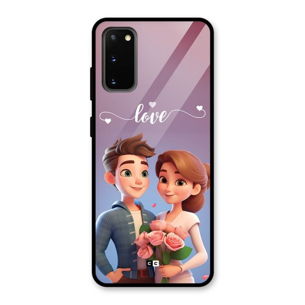 Couple With Flower Glass Back Case for Galaxy S20