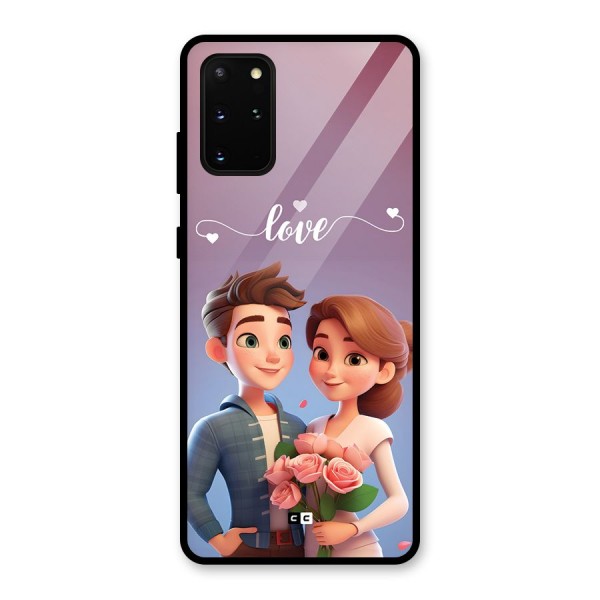 Couple With Flower Glass Back Case for Galaxy S20 Plus