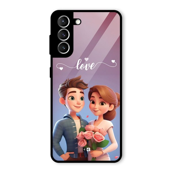 Couple With Flower Glass Back Case for Galaxy S21 5G