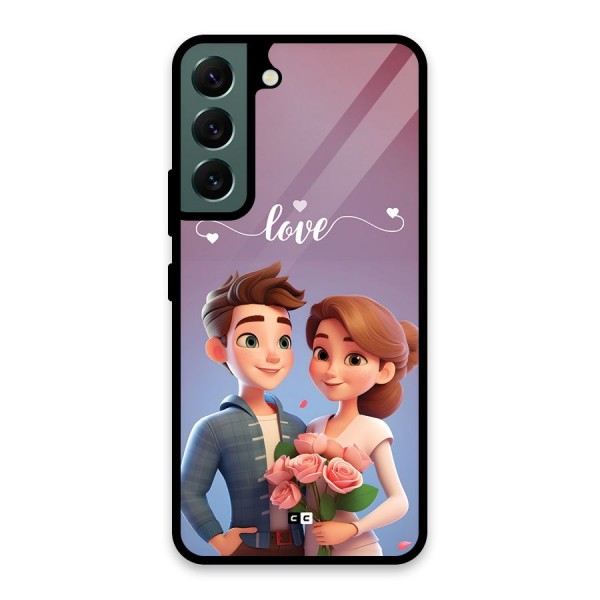 Couple With Flower Glass Back Case for Galaxy S22 5G