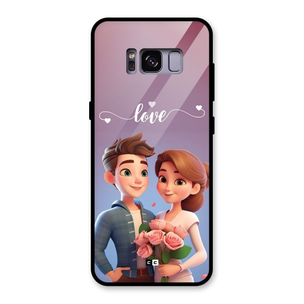 Couple With Flower Glass Back Case for Galaxy S8