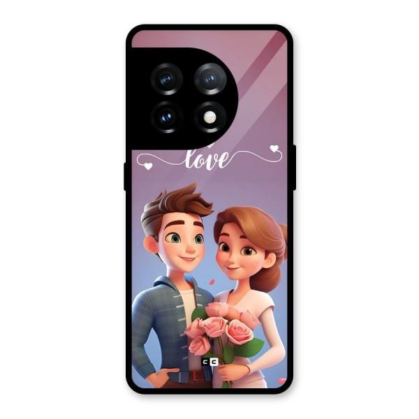 Couple With Flower Glass Back Case for OnePlus 11