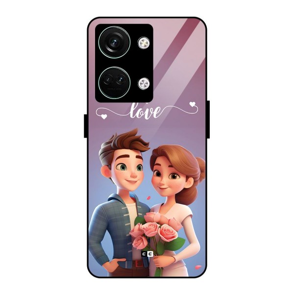 Couple With Flower Glass Back Case for Oneplus Nord 3