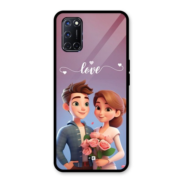 Couple With Flower Glass Back Case for Oppo A52