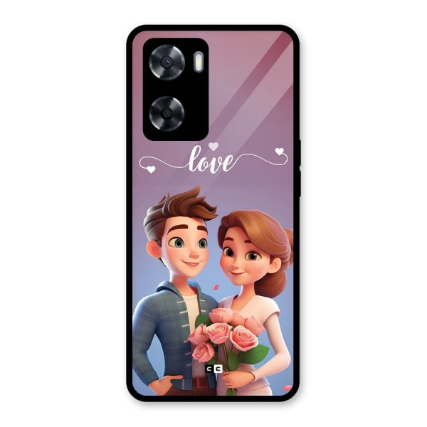 Couple With Flower Glass Back Case for Oppo A57 2022