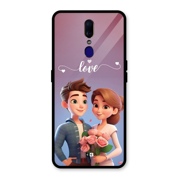 Couple With Flower Glass Back Case for Oppo F11