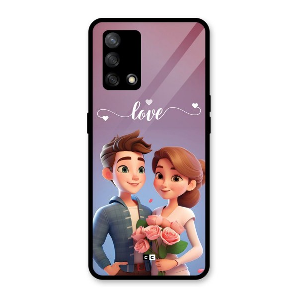 Couple With Flower Glass Back Case for Oppo F19