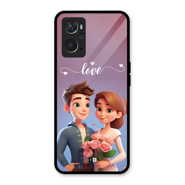 Couple With Flower Glass Back Case for Oppo K10 4G