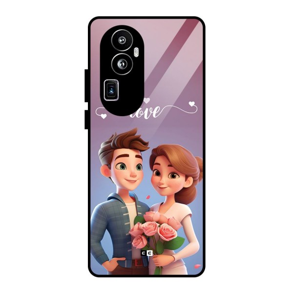 Couple With Flower Glass Back Case for Oppo Reno10 Pro Plus