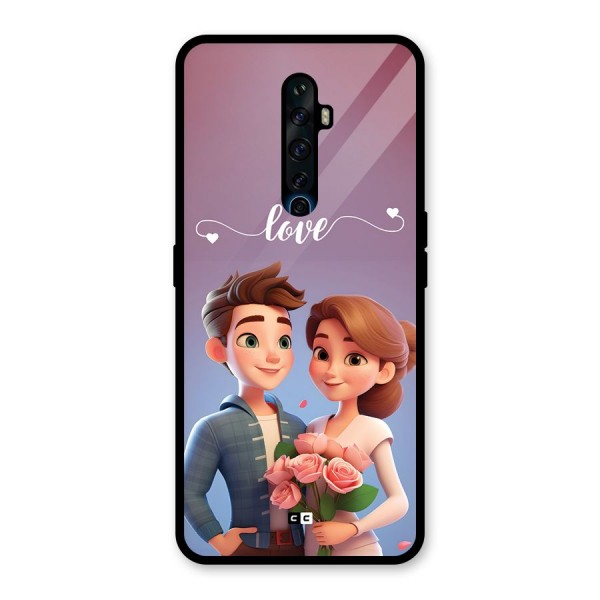 Couple With Flower Glass Back Case for Oppo Reno2 F