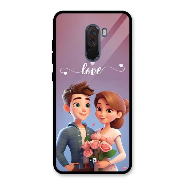 Couple With Flower Glass Back Case for Poco F1