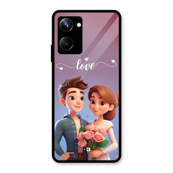 Couple With Flower Glass Back Case for Realme 10 Pro