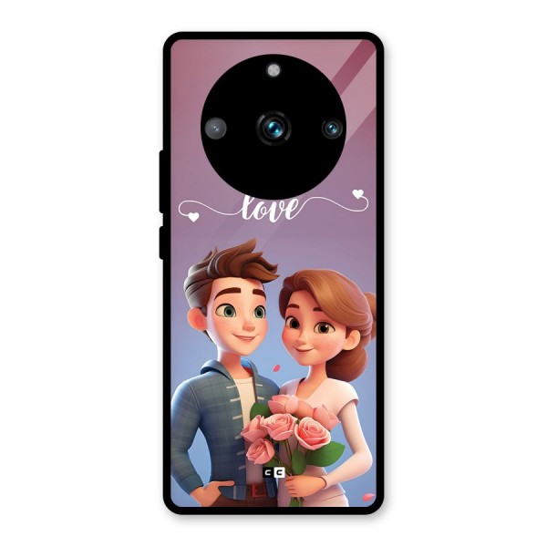 Couple With Flower Glass Back Case for Realme 11 Pro